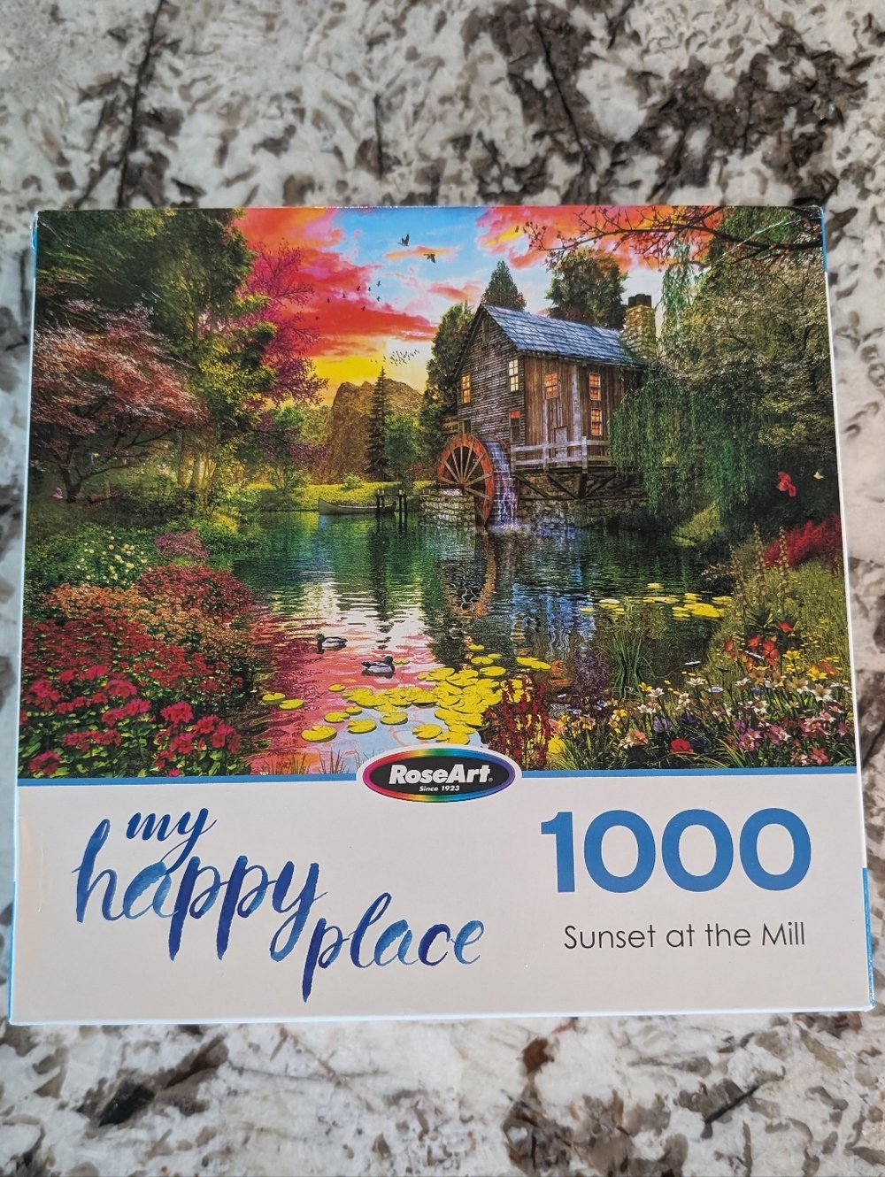🧩3 For $25 - Roseart Sunset at the Mill 1000 Piece Jigsaw Puzzle